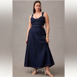 Nwt Aureta denim corset maxi dress
